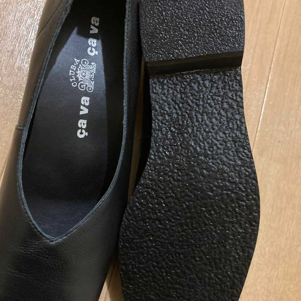 24.5cm cava cava black leather flat shoes - image 2