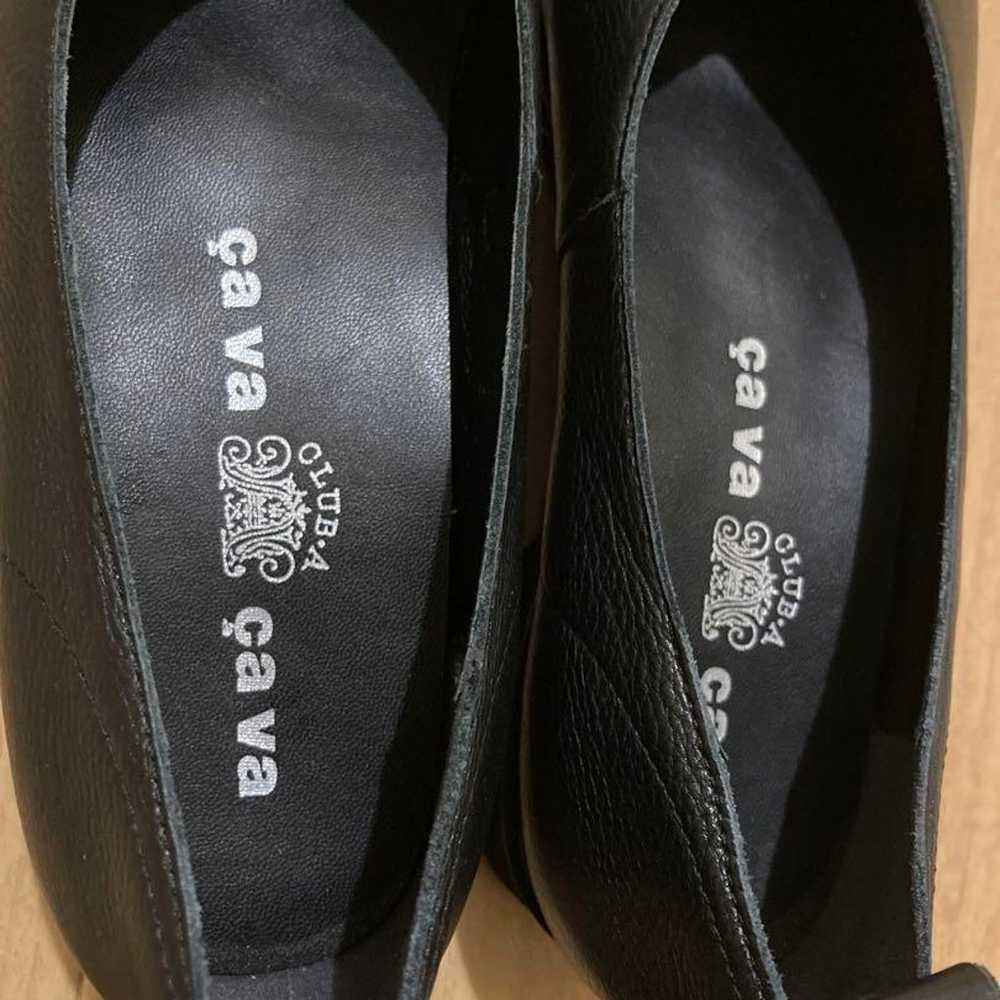 24.5cm cava cava black leather flat shoes - image 5