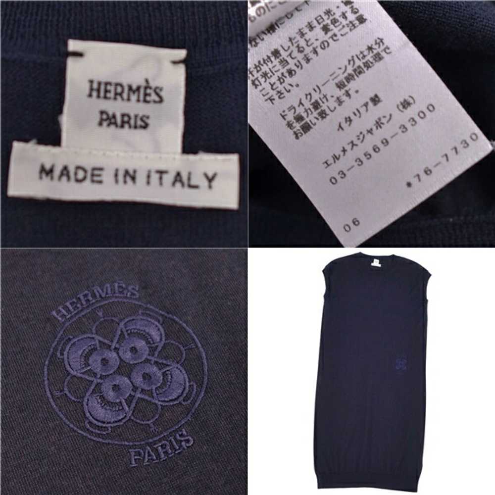 Hermes Knit Dress Logo Cashmere Silk Tops 34 r30_… - image 7