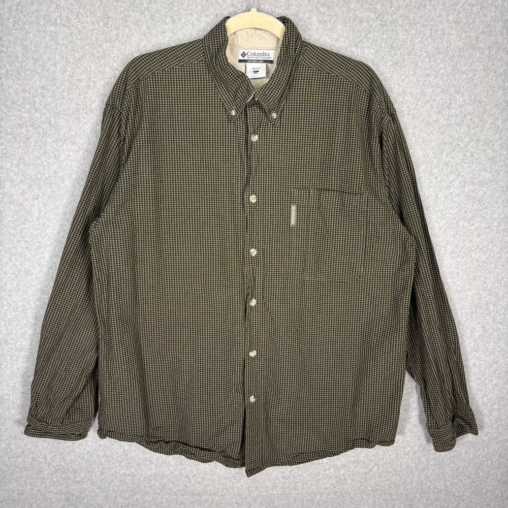 Columbia Shirt Mens XL Green Black Plaid Button D… - image 1