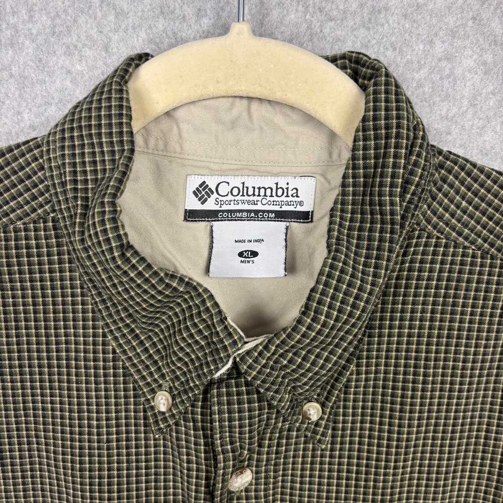 Columbia Shirt Mens XL Green Black Plaid Button D… - image 5