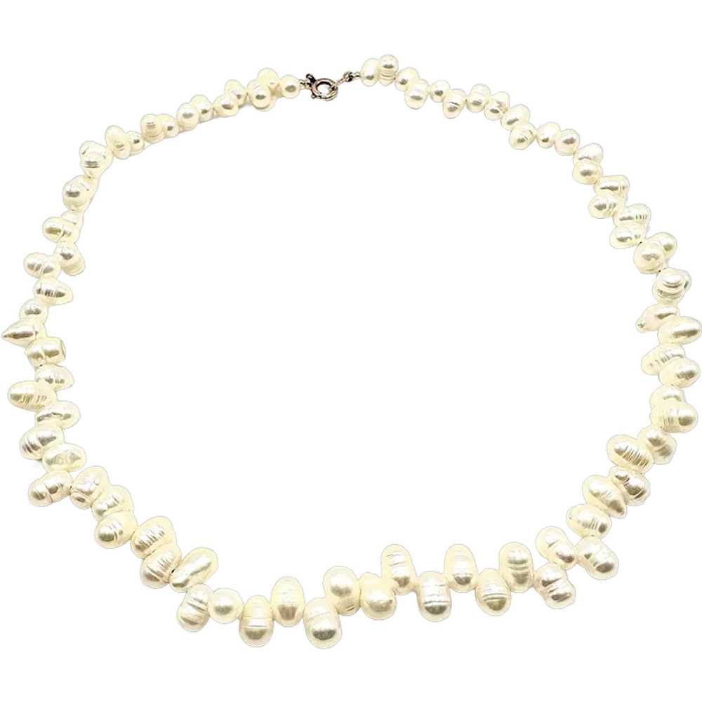 Cultured Pearl and 14k Gold Necklace - image 1