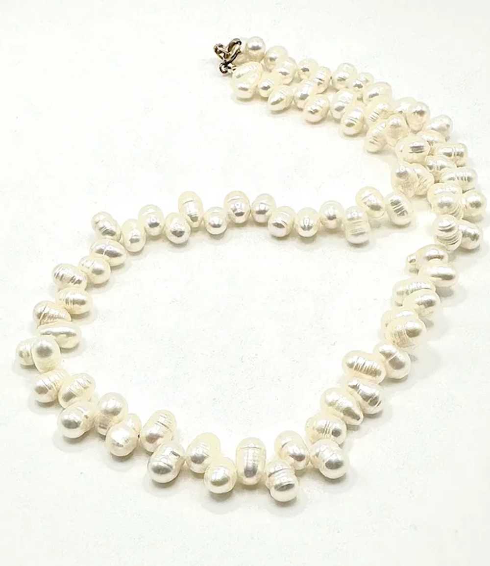 Cultured Pearl and 14k Gold Necklace - image 3