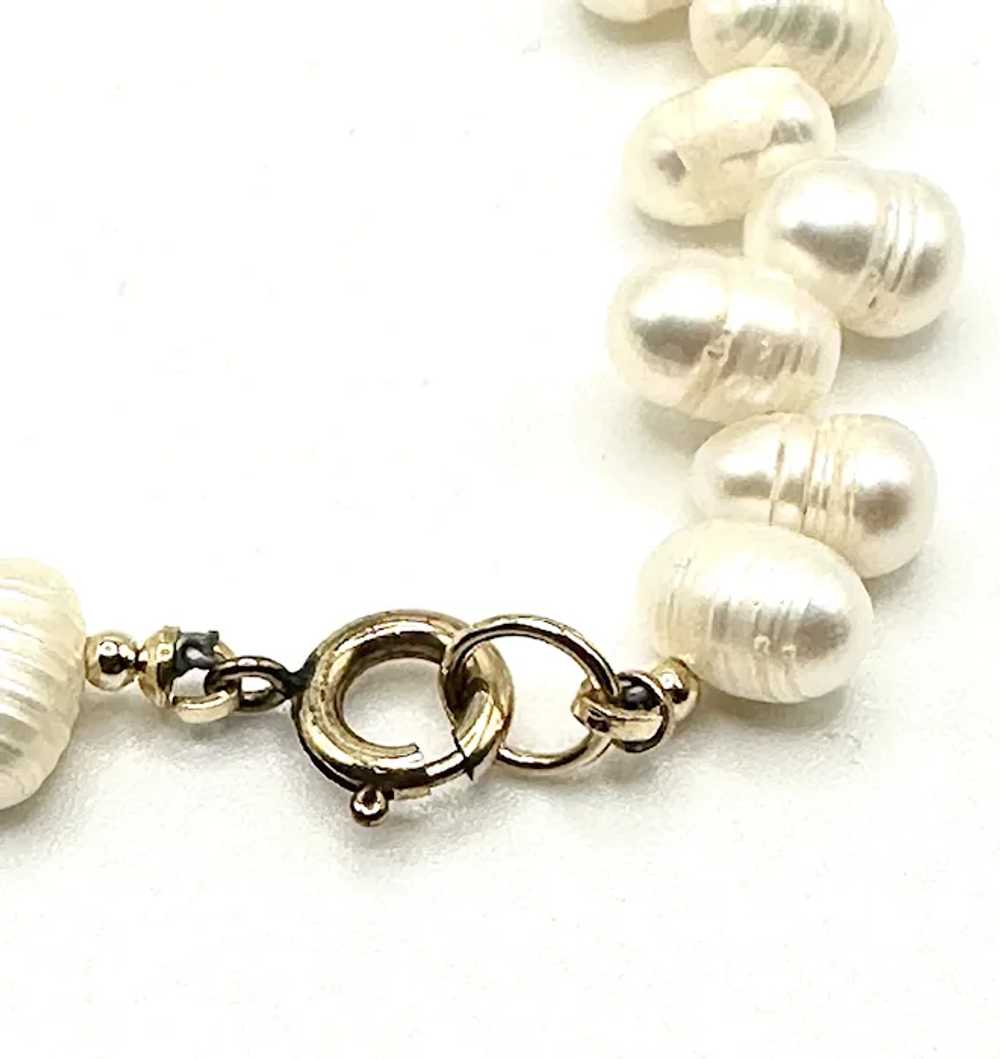 Cultured Pearl and 14k Gold Necklace - image 4