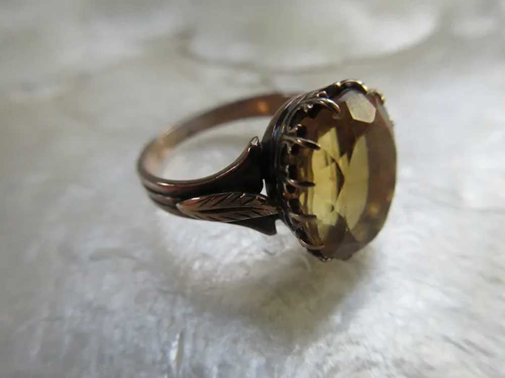 Antique 10K Citrine Ring Applied Leaves Size 6.75 - image 10