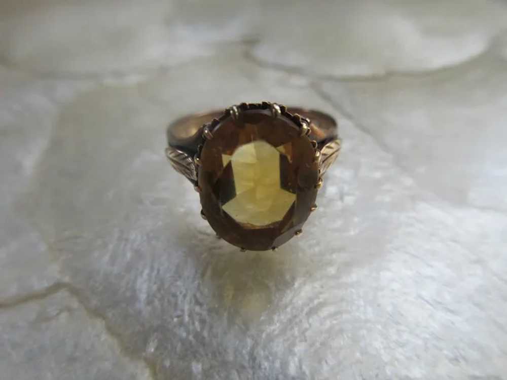 Antique 10K Citrine Ring Applied Leaves Size 6.75 - image 11