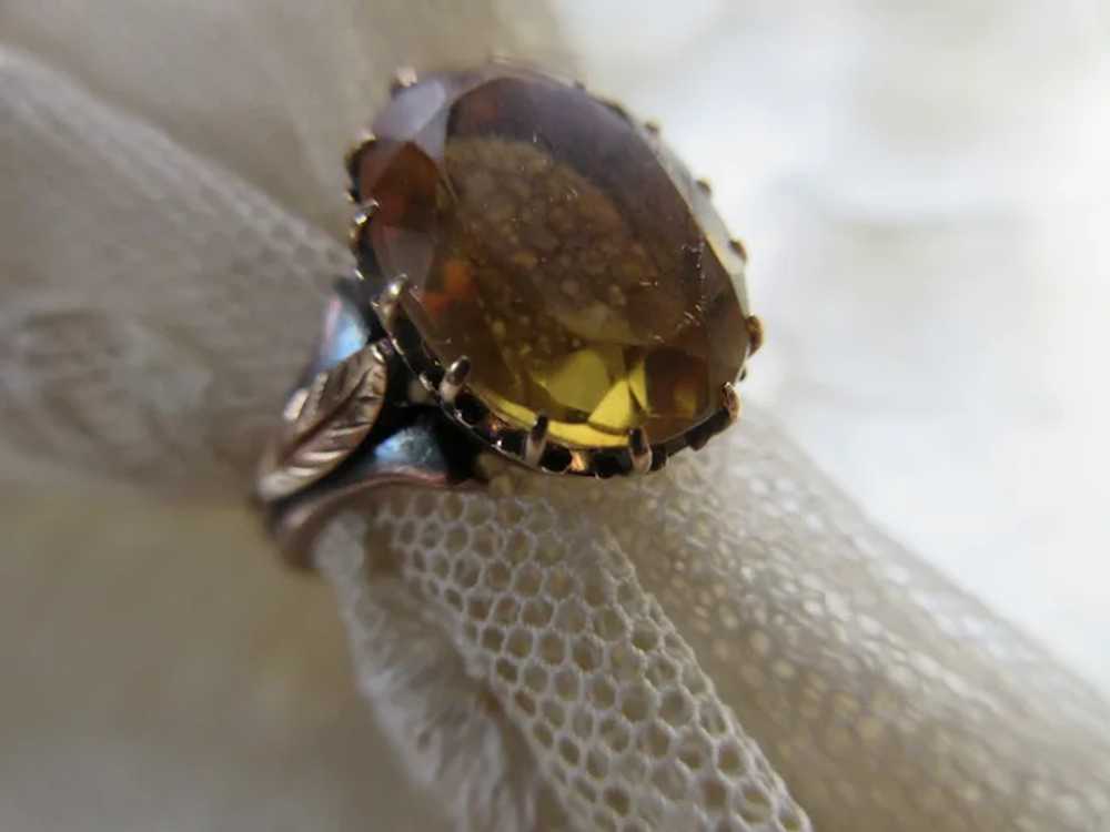 Antique 10K Citrine Ring Applied Leaves Size 6.75 - image 5