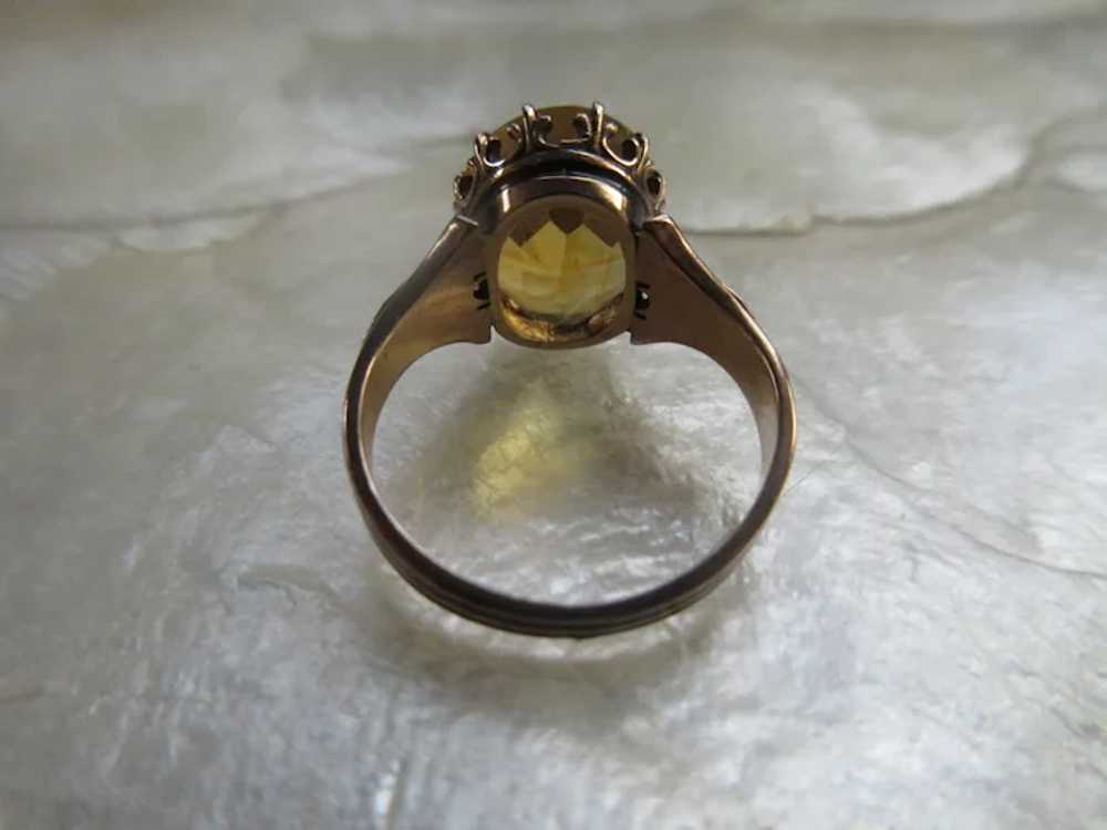 Antique 10K Citrine Ring Applied Leaves Size 6.75 - image 7