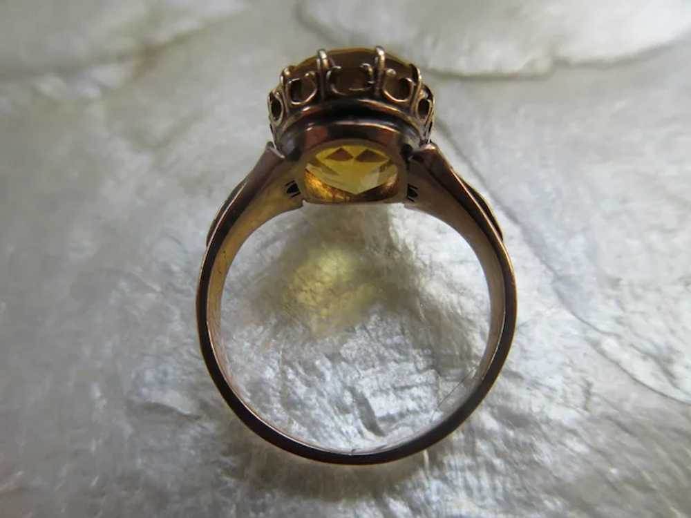 Antique 10K Citrine Ring Applied Leaves Size 6.75 - image 8