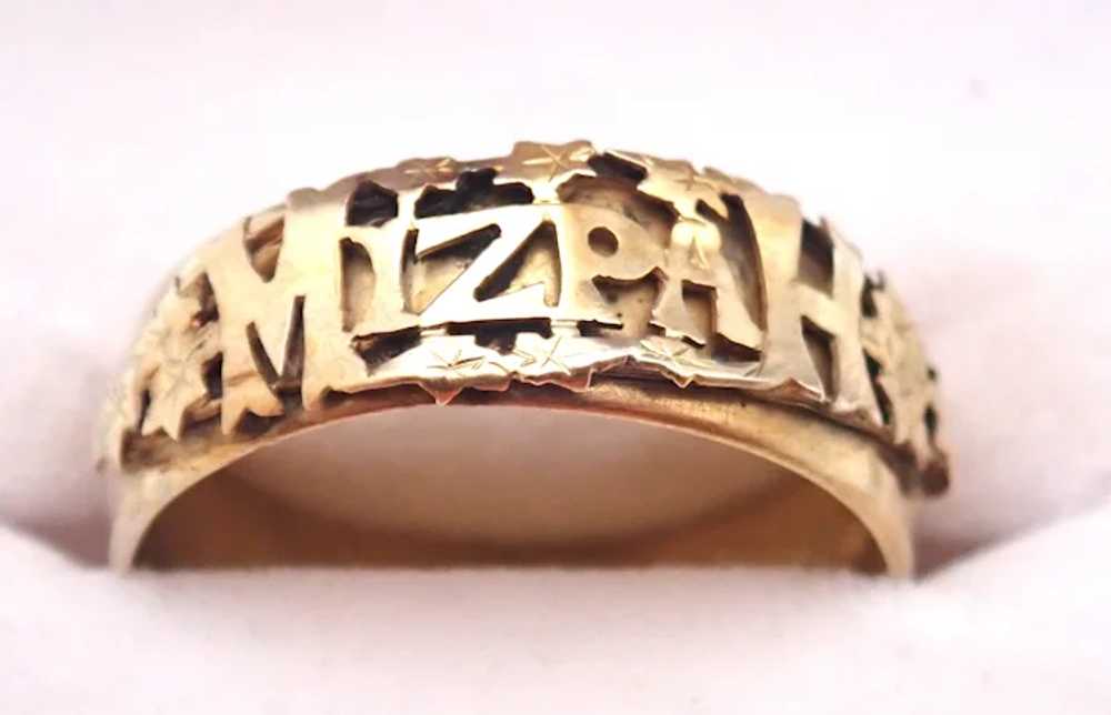 Antique 1917 9K Gold 'MIZPAH' Ring - image 2