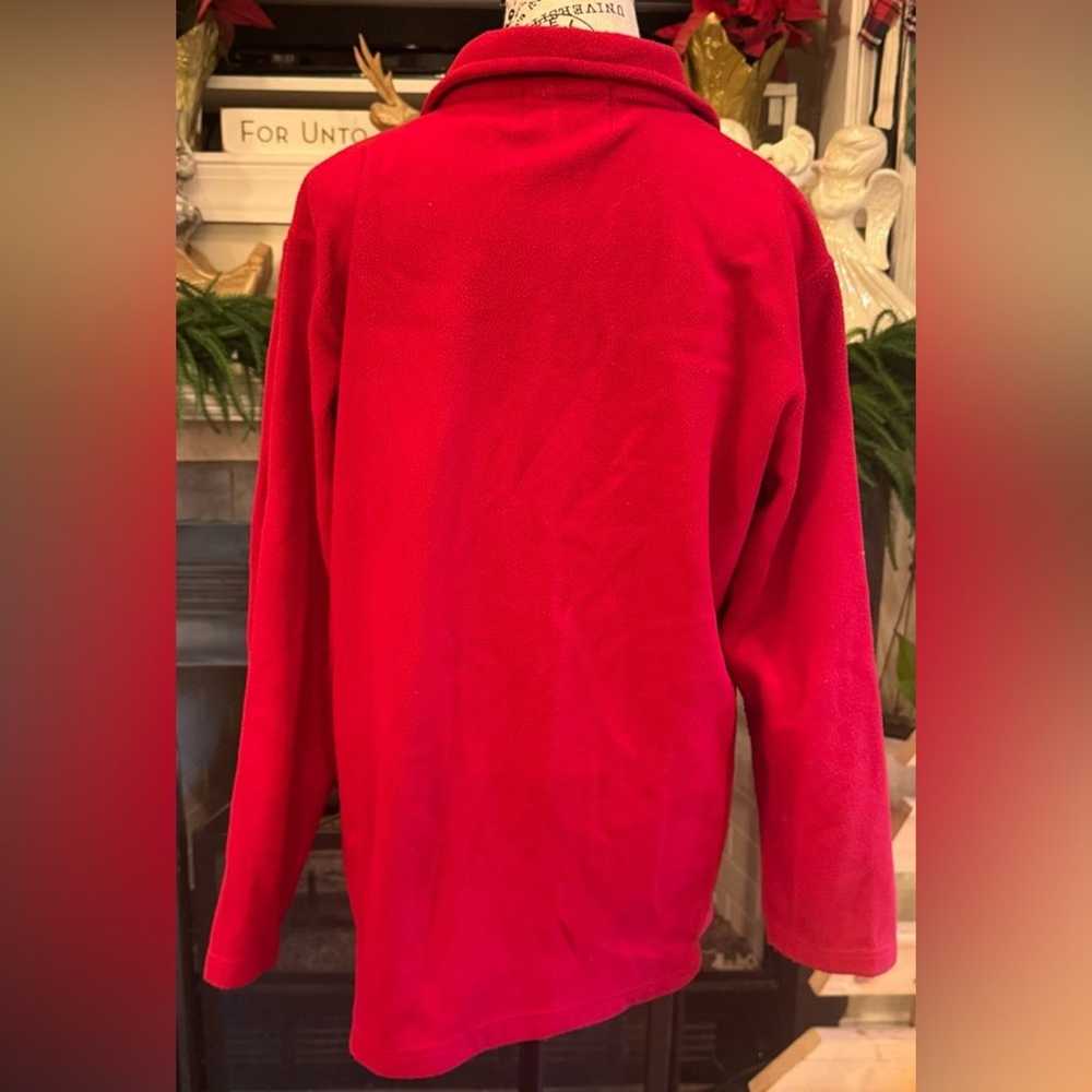 Red Vintage Fleece Button Down Christmas Holiday … - image 7