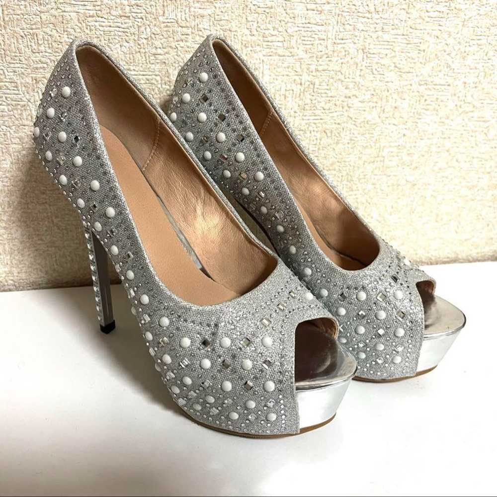 Silver Open-Toe Pumps - Cabaret Heels - image 6