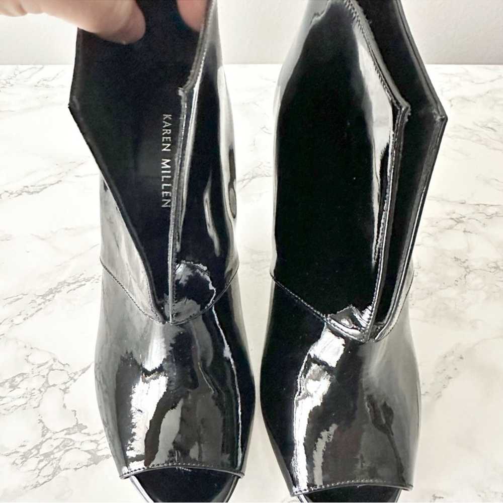 Karen Millen Black Patent Leather Stiletto Peep T… - image 3