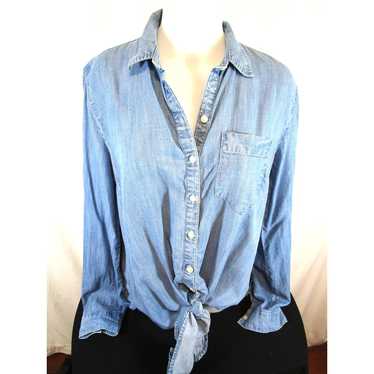 Gap Maternity Blue Long Sleeve Button Up Tie Fron… - image 1