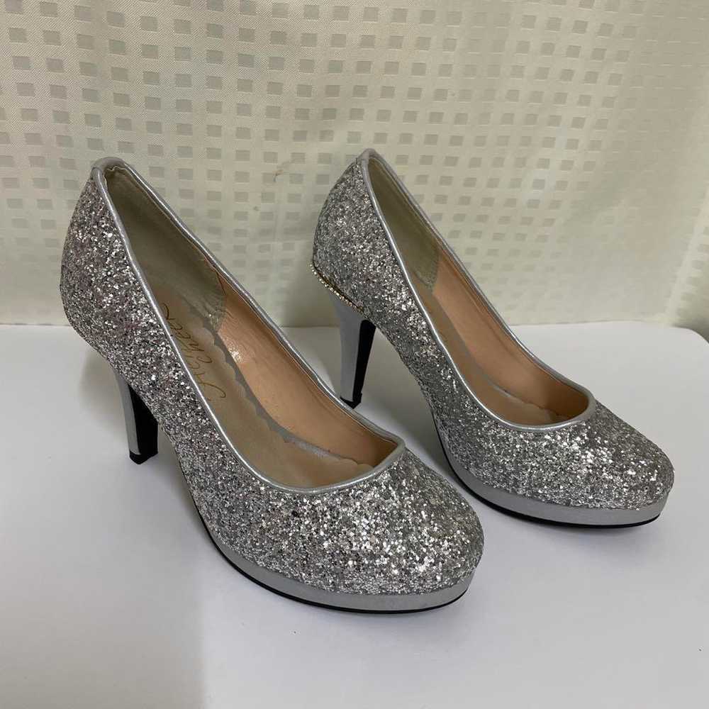 Hercheek Glitter Pumps with Bijou Clip and Ribbon - image 3