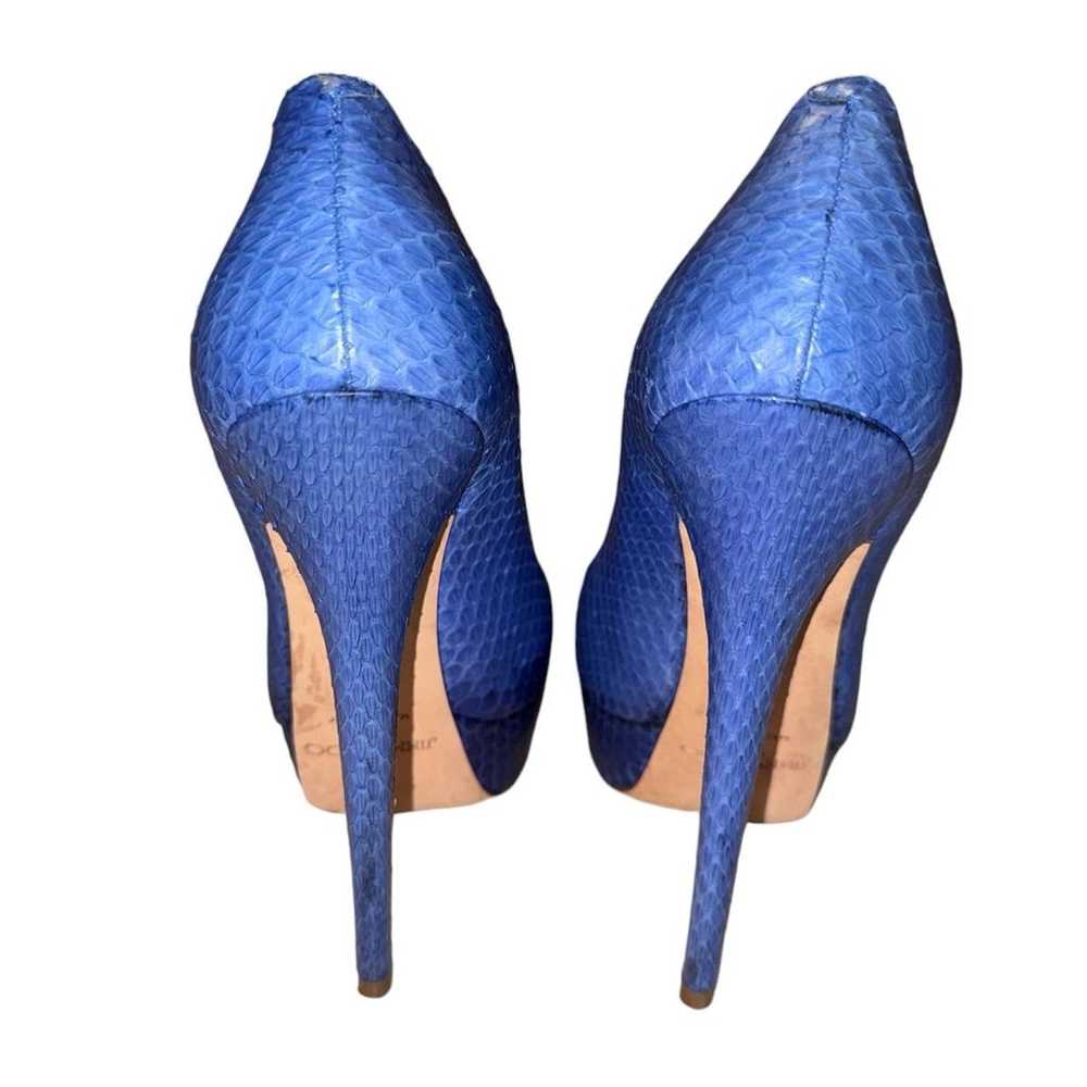 Jimmy Choo Blue Python Embossed Leather Stiletto … - image 5