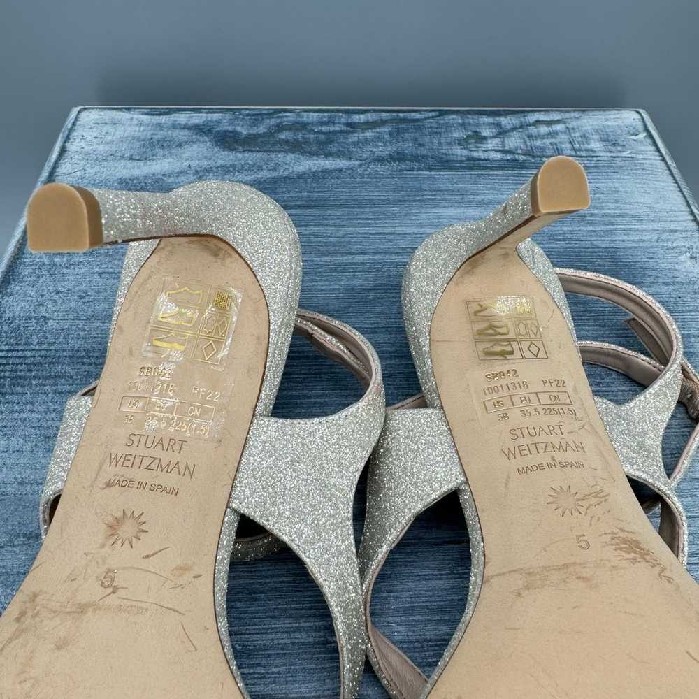 Stuart Weitzman Align 95 Glitter Sandal Gold Size… - image 9