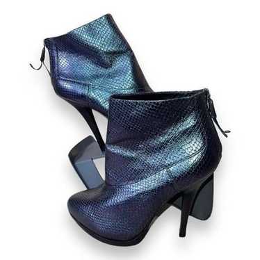 AllSaints Spitelfield Black Iridescent Snakeskin … - image 1