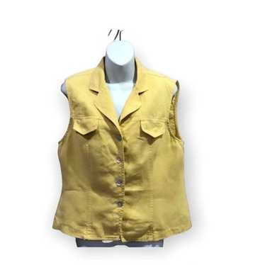 Vintage Carol Anderson Linen Yellow Button Size L - image 1