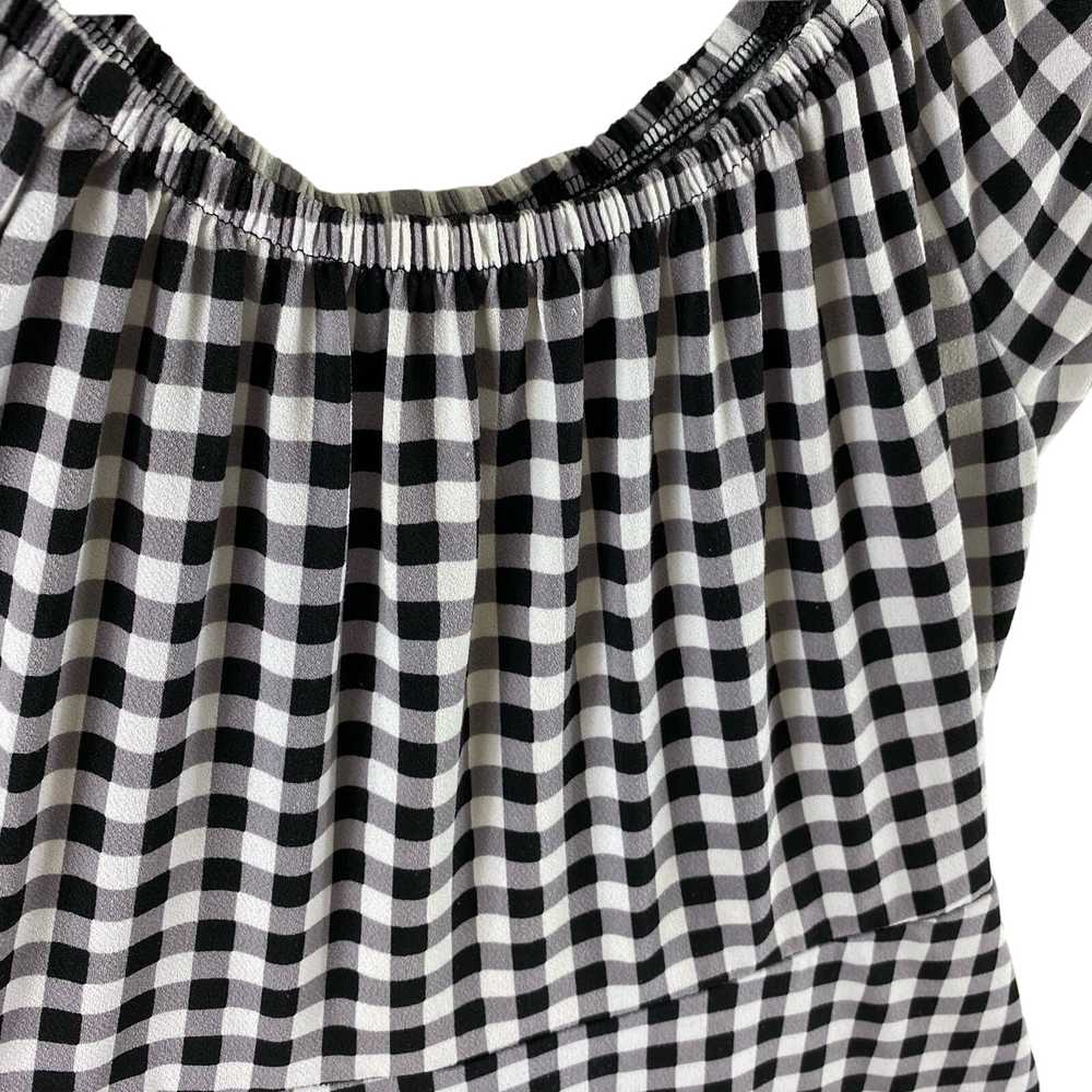 Express Black White Checkered Stretchy Scoop Neck… - image 3