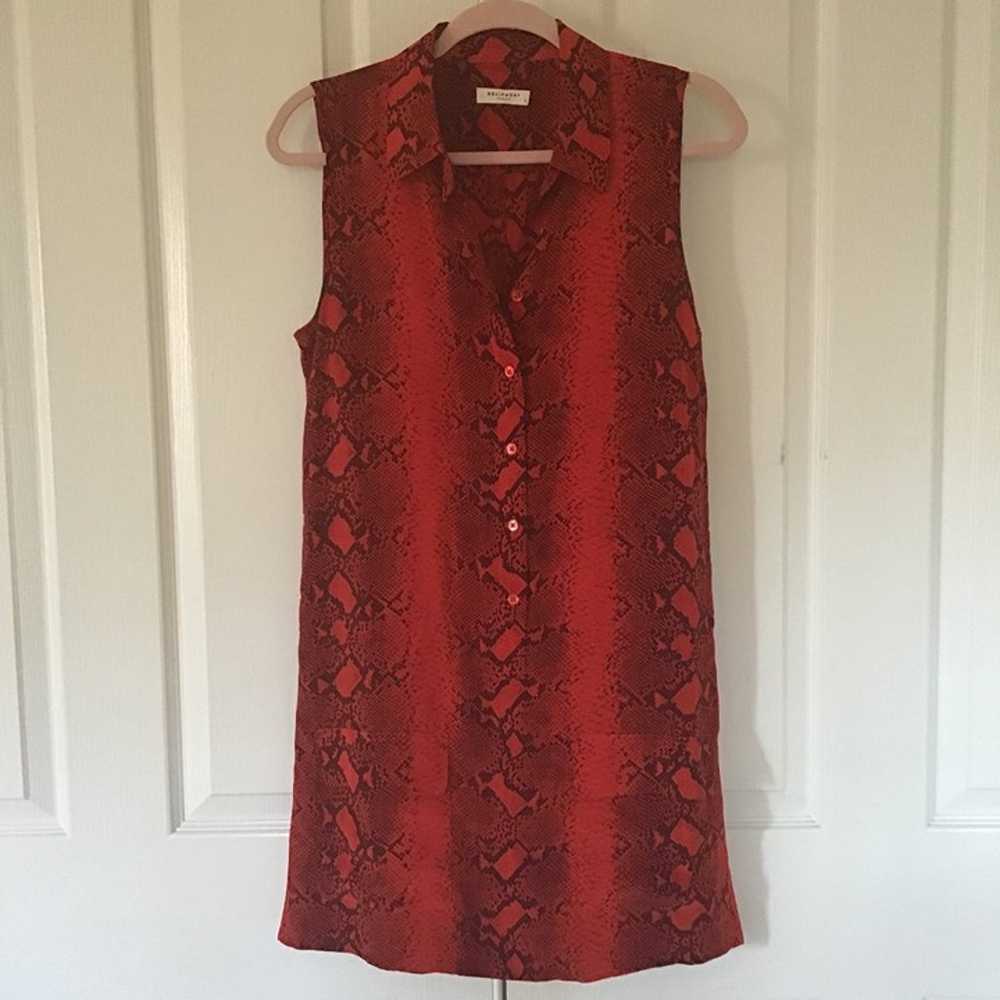 Equipment python print silk shirt dress red S - image 2