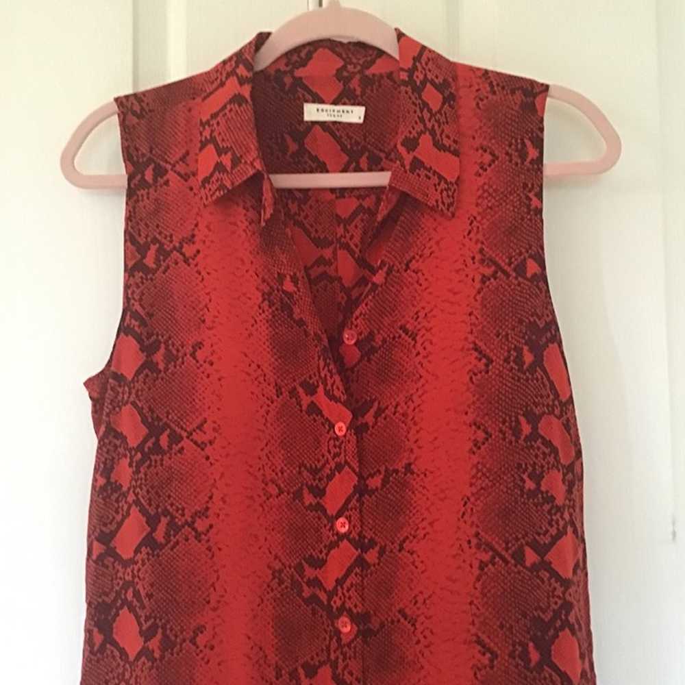 Equipment python print silk shirt dress red S - image 3