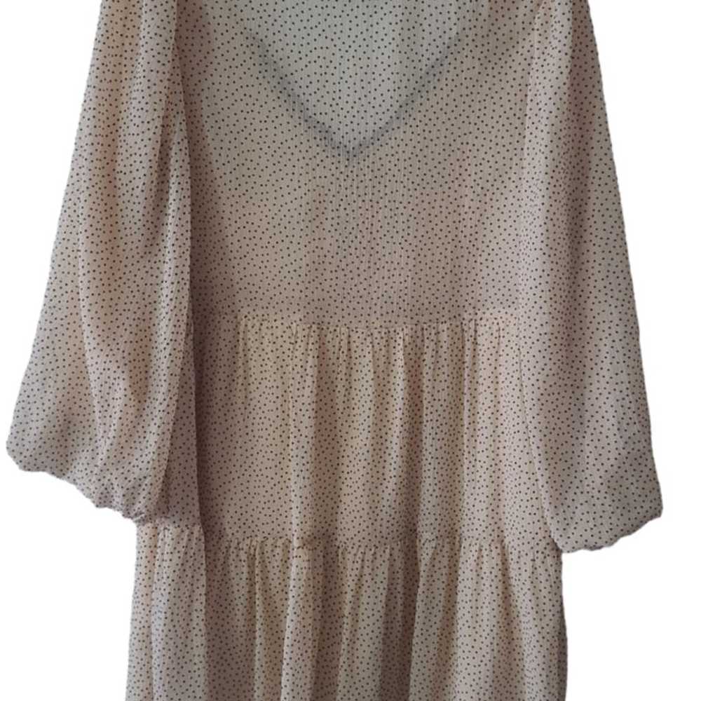 Zara Beige And Black Polka Dot Dress Size M - image 2