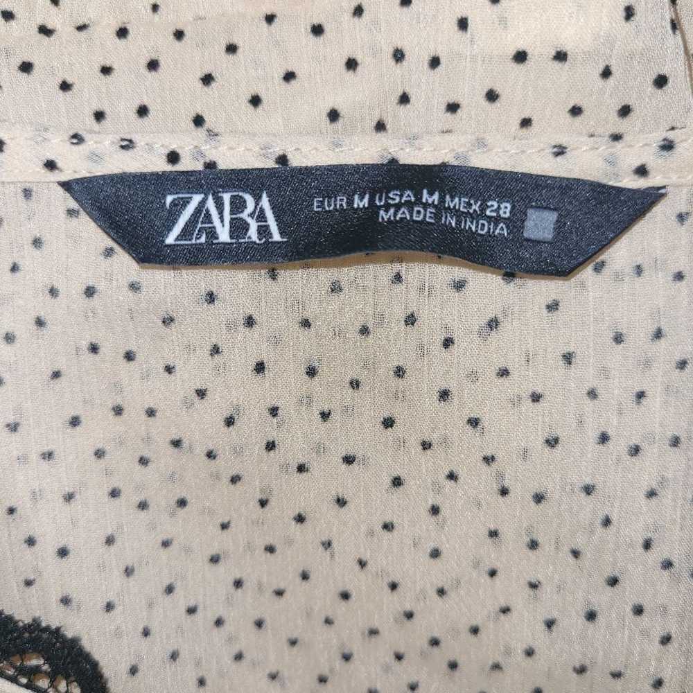 Zara Beige And Black Polka Dot Dress Size M - image 5