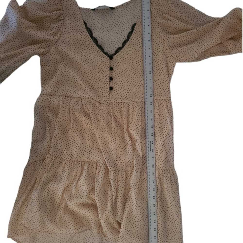 Zara Beige And Black Polka Dot Dress Size M - image 7