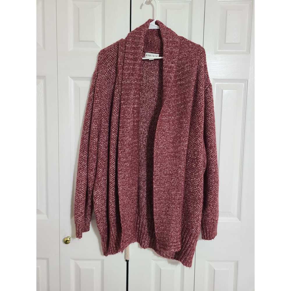 Ava and Viv 4x women's maroon knitted cardigan - image 1