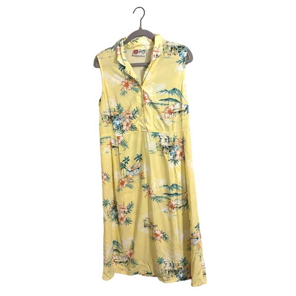 Vintage Hilo Hattie Hawaiian Yellow Sleeveless Mi… - image 1