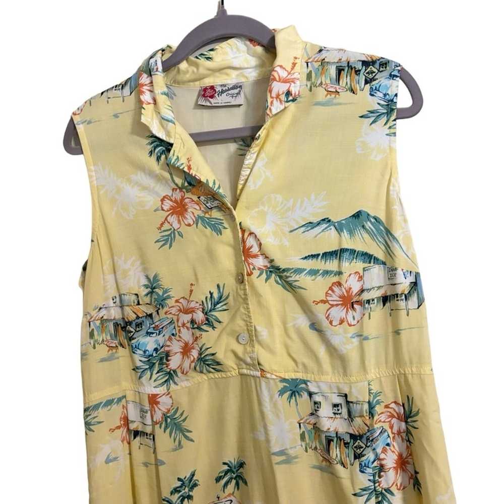 Vintage Hilo Hattie Hawaiian Yellow Sleeveless Mi… - image 3