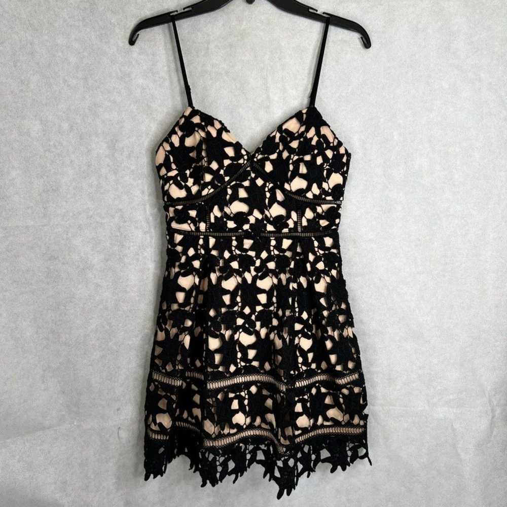 Windsor Spaghetti Strap Black Lace over Nude Mini… - image 10