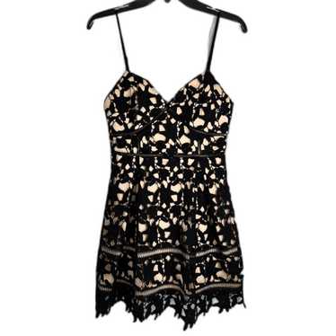 Windsor Spaghetti Strap Black Lace over Nude Mini… - image 1