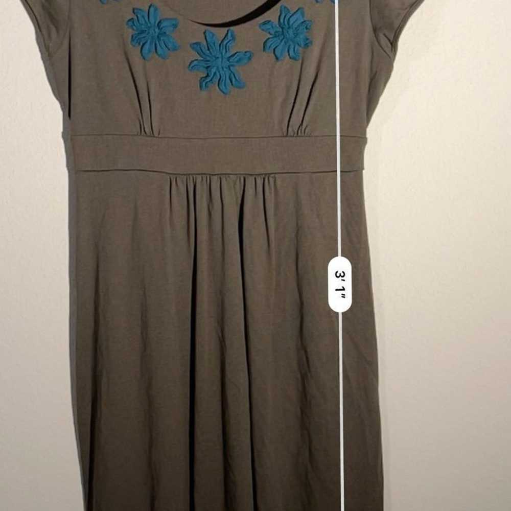 Boden 4R Olive Dress with Embellished Floral Neck… - image 3