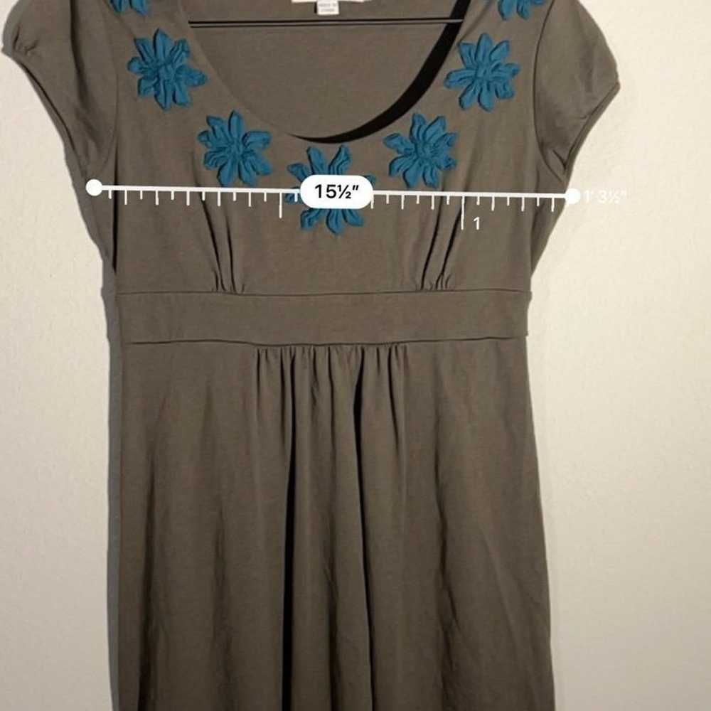 Boden 4R Olive Dress with Embellished Floral Neck… - image 4