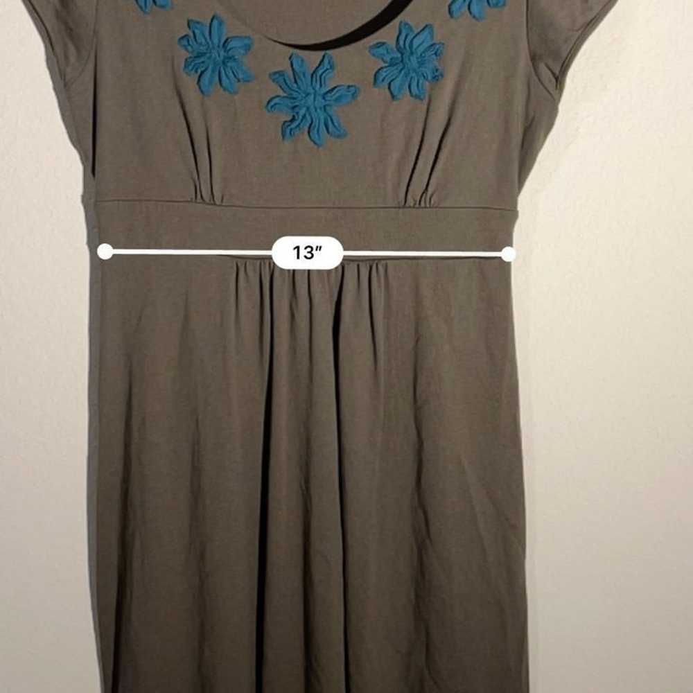 Boden 4R Olive Dress with Embellished Floral Neck… - image 5