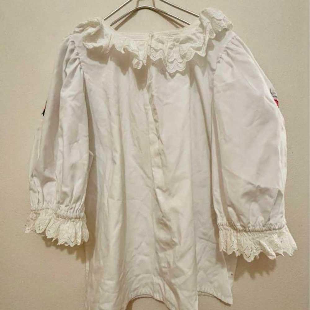 Used frill & embroidery retro blouse vintage blou… - image 4