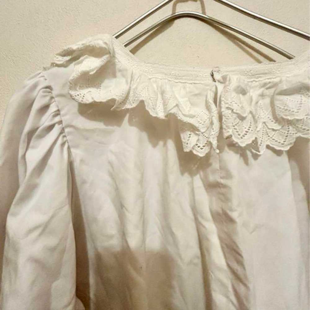 Used frill & embroidery retro blouse vintage blou… - image 5