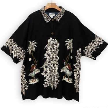 Beaded Hawaiin Shirt by Baik Baik Honolulu Hula Bl