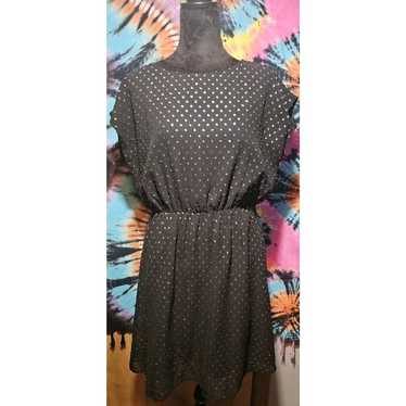 GAP Metallic Dot Skater Dress Size Medium Black/S… - image 1