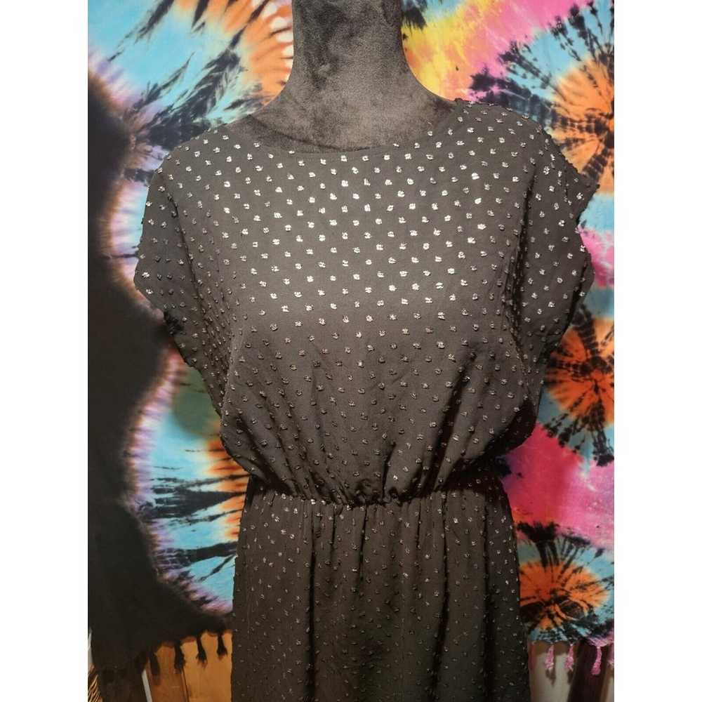 GAP Metallic Dot Skater Dress Size Medium Black/S… - image 2