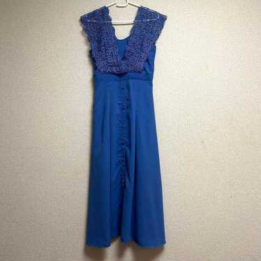 Race long dress sleeveless one-piece blue