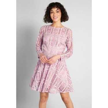 Modcloth Lace Lady Lace Pink Eyelet Lace Overlay … - image 1