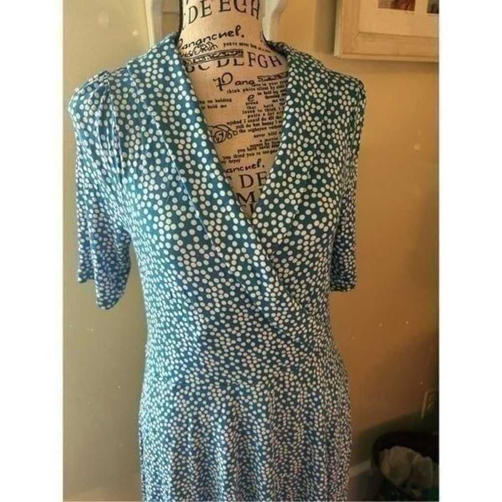 Boden Fixed Wrap Jersey Dress - Moroccan Blue Spot - image 9