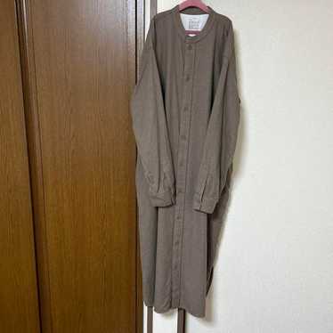 Muji Brown Shirt Dress S-M 100% Cotton - image 1