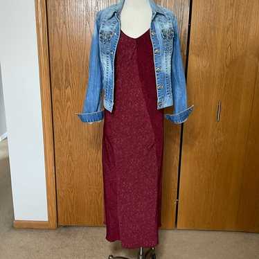 Norton McNaughton Deep Red Print Sleeveless Maxi D