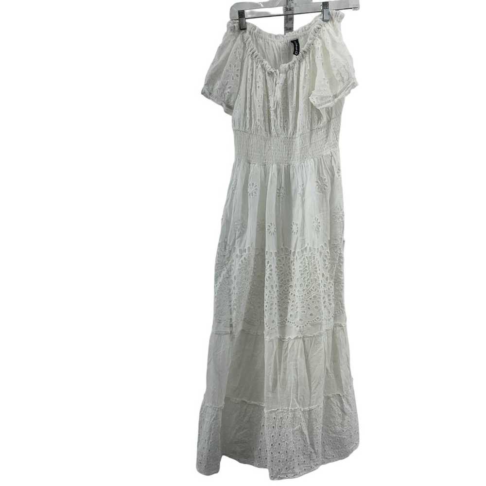 Me2Magic White Eyelet Layered Maxi Dress L Women'… - image 1