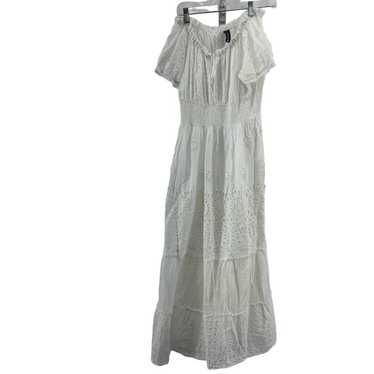 Me2Magic White Eyelet Layered Maxi Dress L Women's