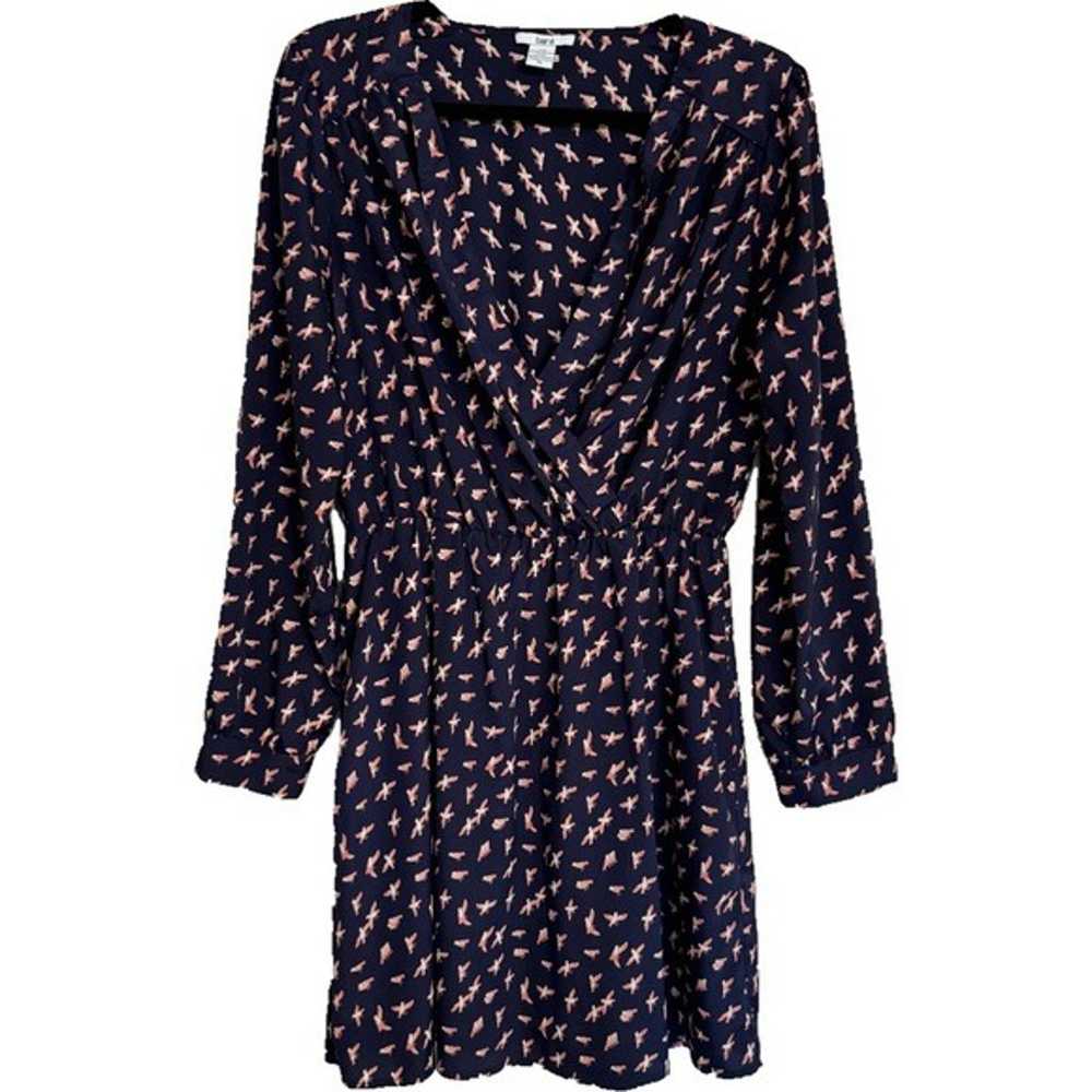 Bar III Dress Long Sleeve Bird Print Navy Size XL - image 1